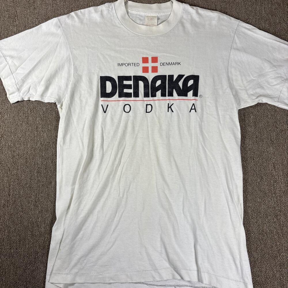 Vintage Denaka Vodka Single Stitch T-shirt 90s White Large